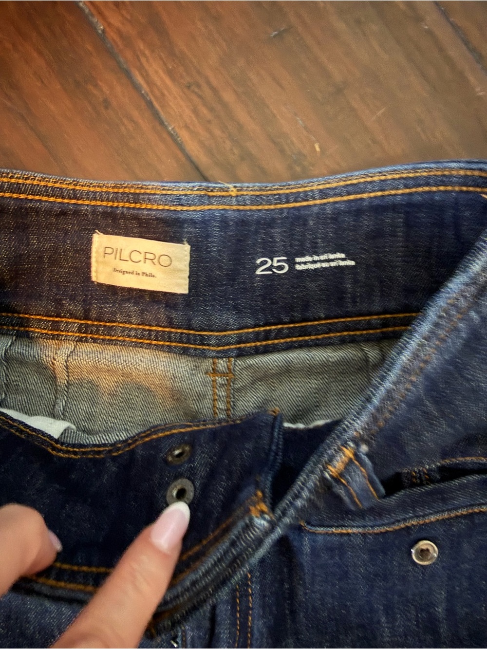 Pilcro Double Waist Wide-Leg High-Rise Dark Blue Trouser Jeans 25 - Picture 5 of 8